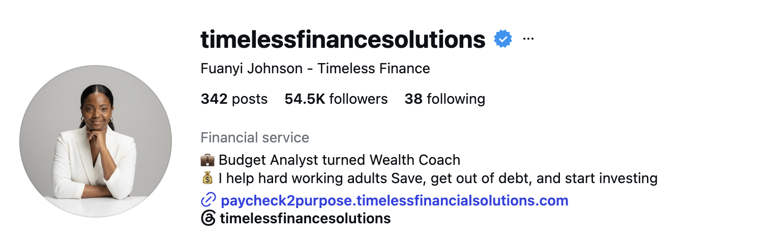Fuanyi Johnson after Instagram profile